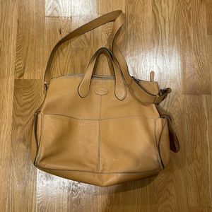 TOD’s cream or beige colored cross body tote